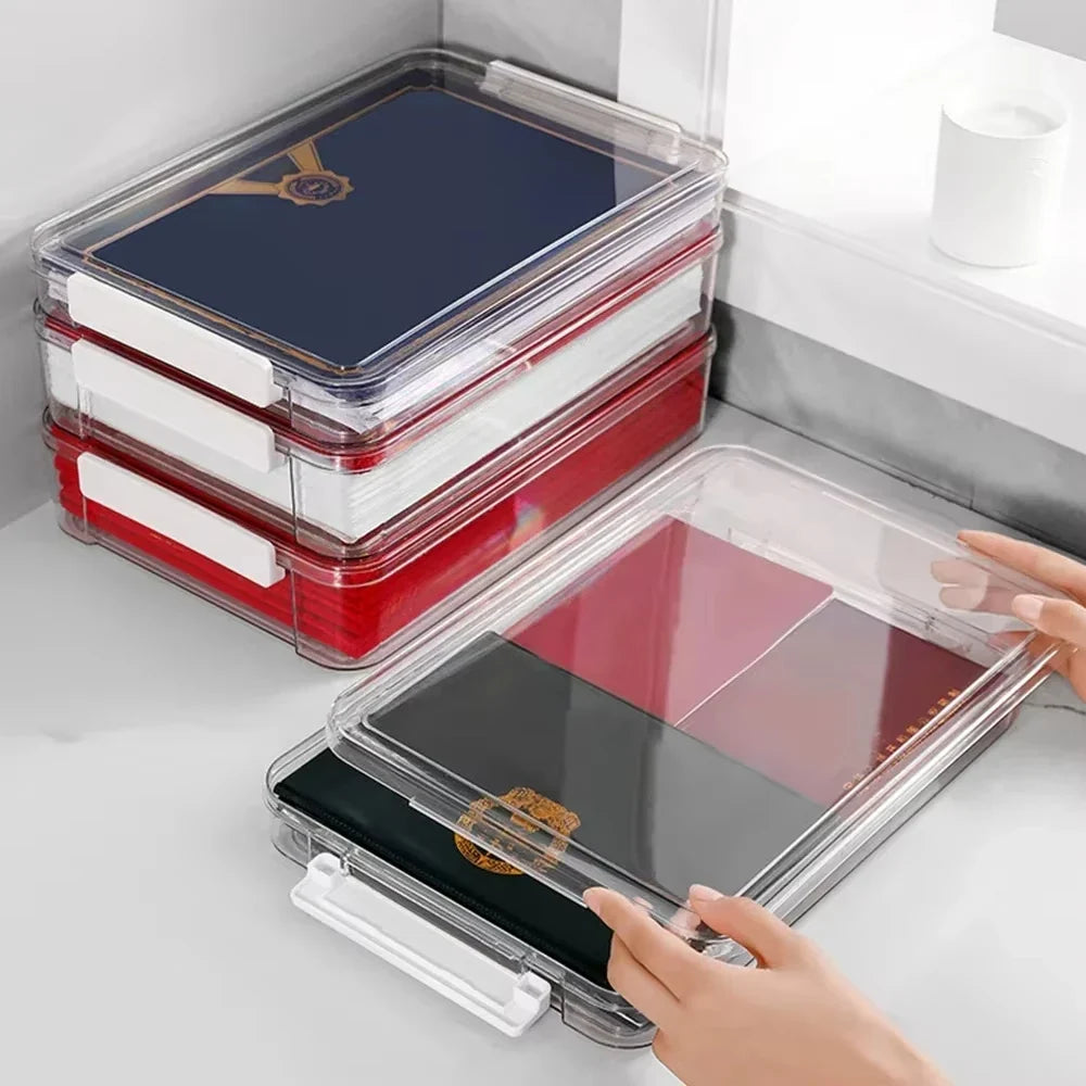 Acrylic Transparent Desktop Paper Storage Box A4 File Document Exam
