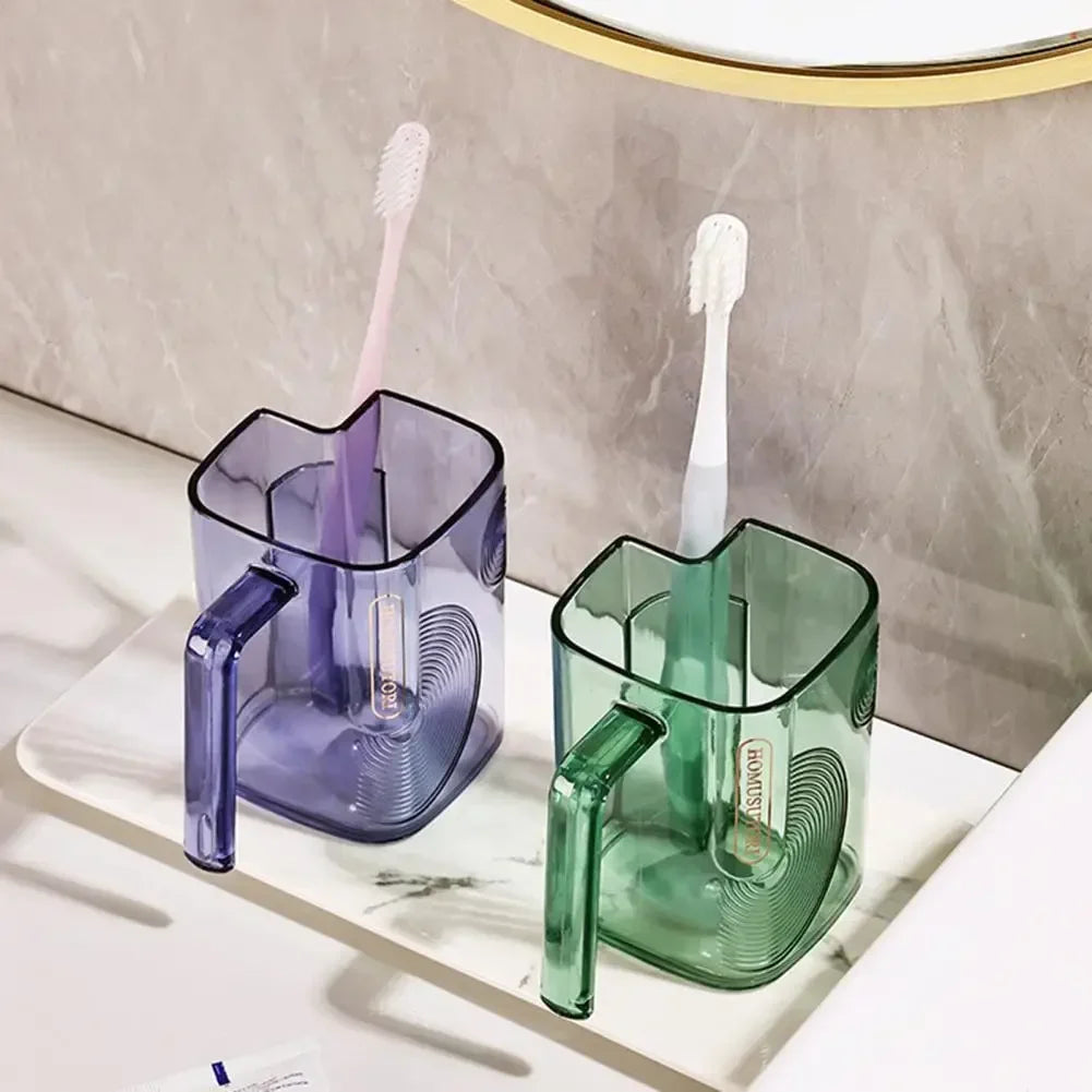 Transparent Mouthwash & Toothbrush Cup | Modern Bathroom Cup