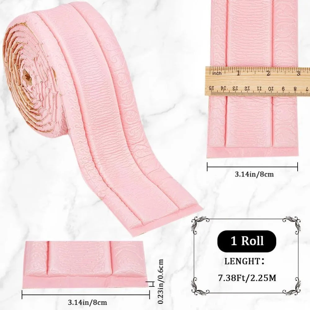 Pink 3D Peel & Stick Foam Wall Border Trim 88" x 3"