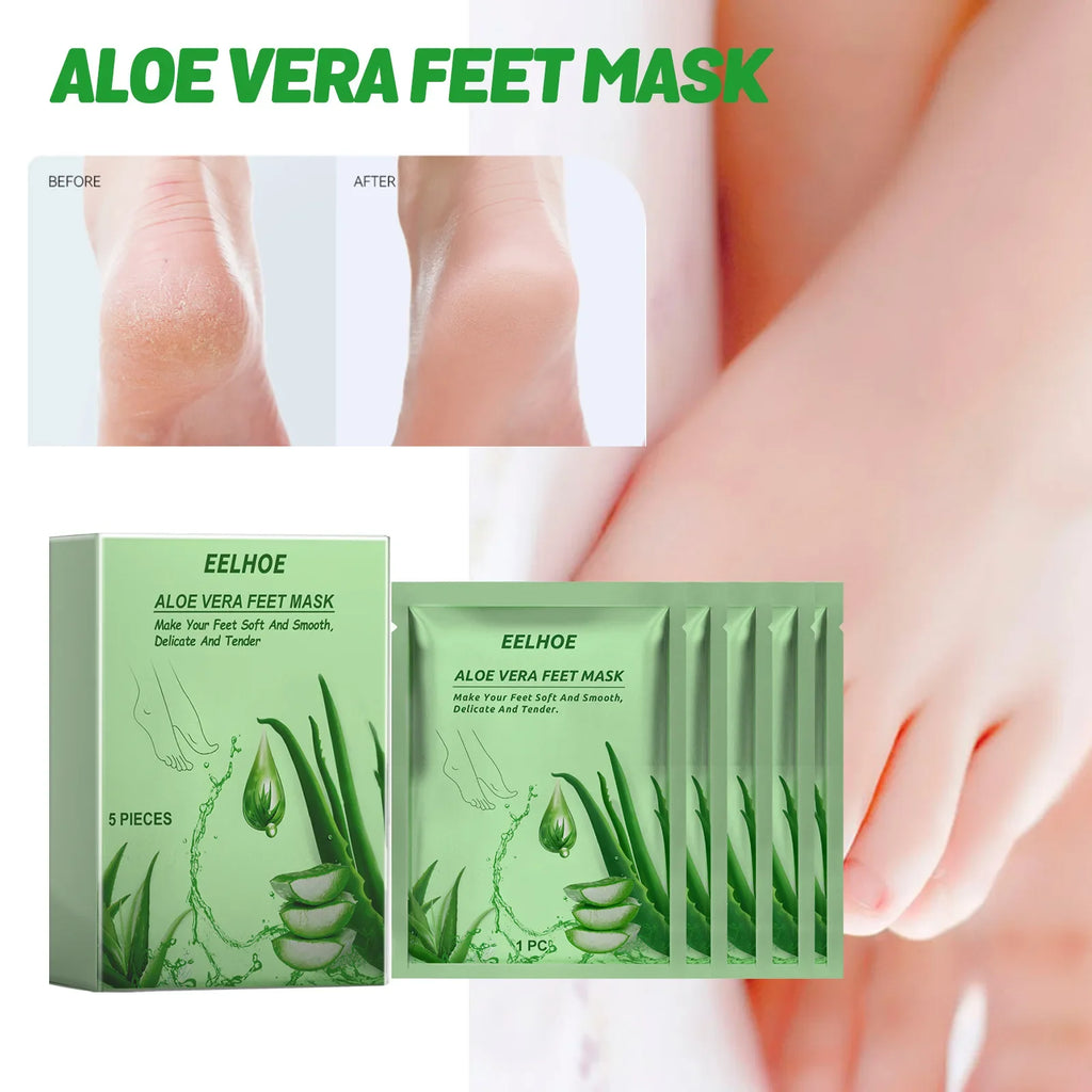 Aloe Vera Moisturizing Foot Mask Booties 5 Pairs | Hydrating