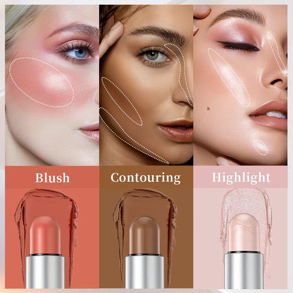 QiBest 4-in-1 Contour Bronzer Stick – Highlighter & Blush