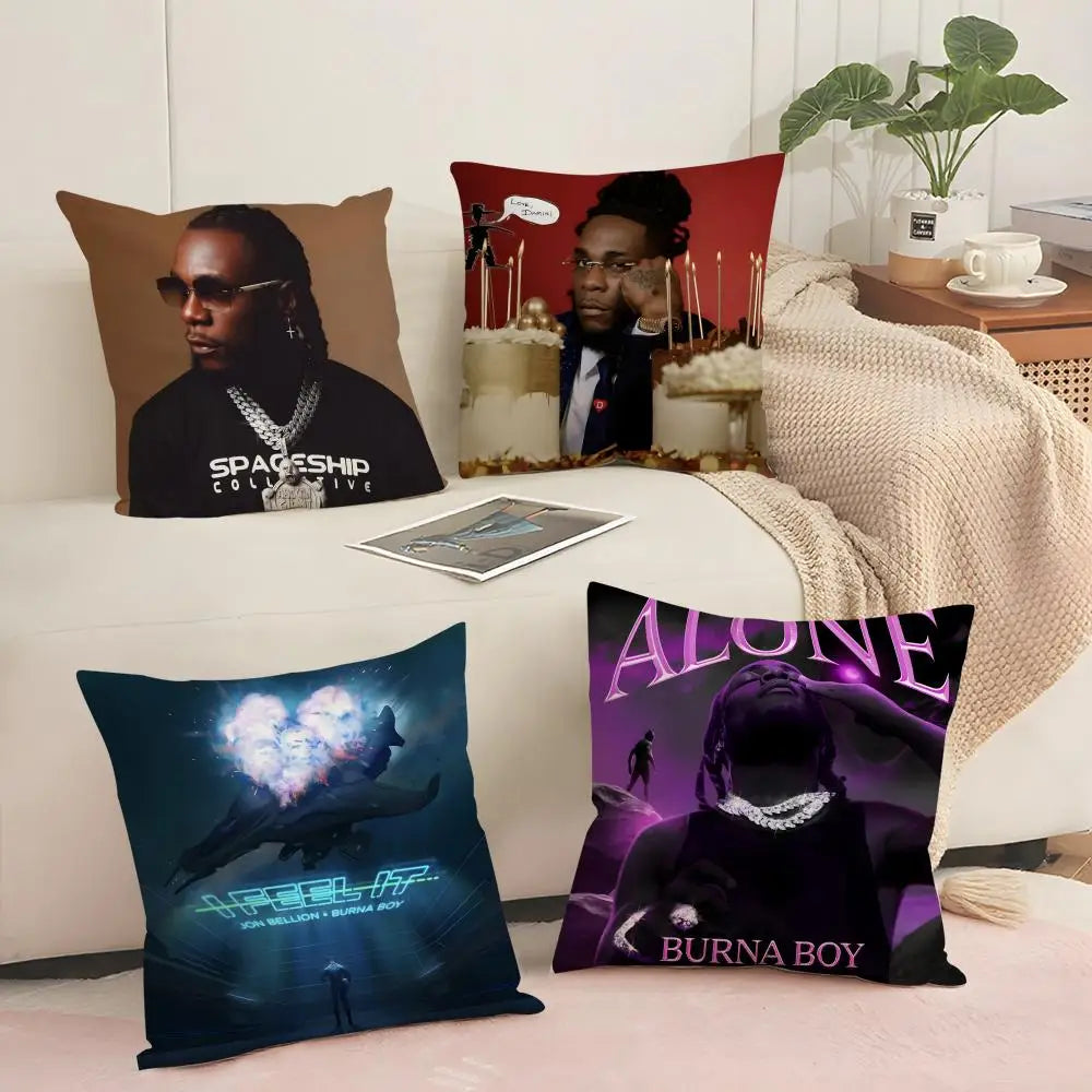 Burna Boy Linen Cushion Cover | Breathable Pillowcase Hidden Zip