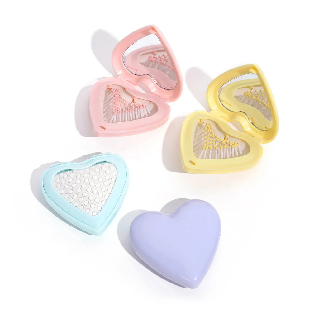 Small Hair Comb Folding Mirror Traveling Portable Massage Women Girl