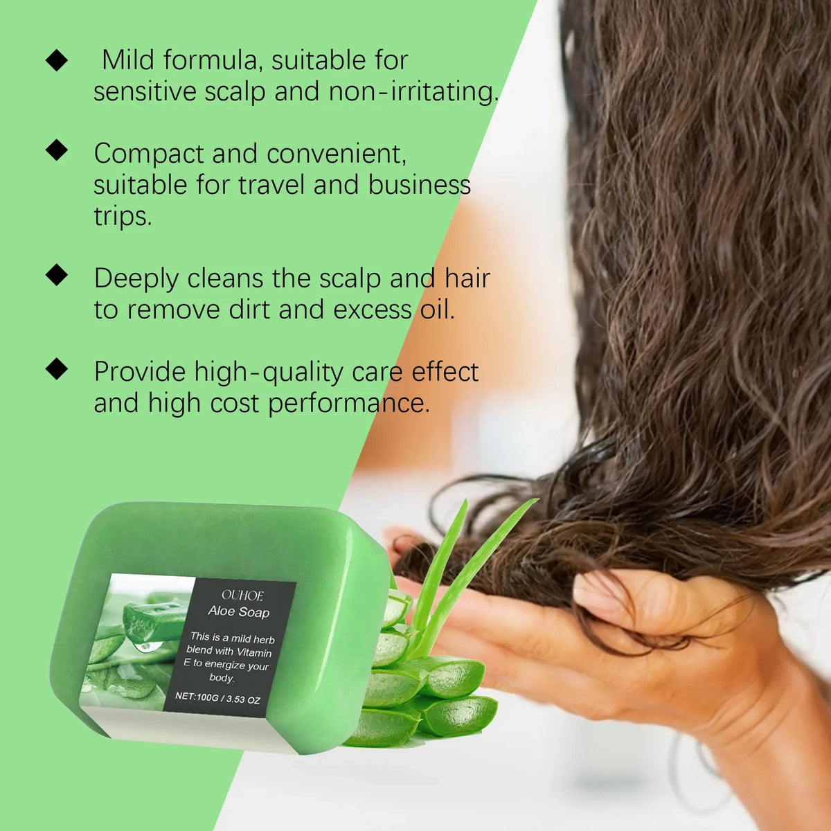 Aloe Vera Shampoo Bar – Oil Control, Frizz Repair & Volume