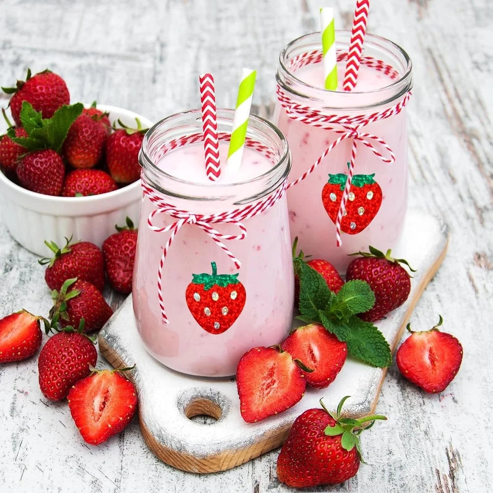 500 Holographic Strawberry Stickers Decorating Recipe Cards Meal