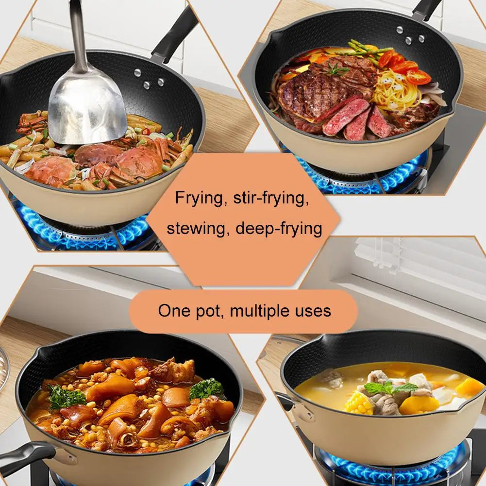 Honeycomb Nonstick Wok – Scratch-Resistant Fry Pan All Stoves