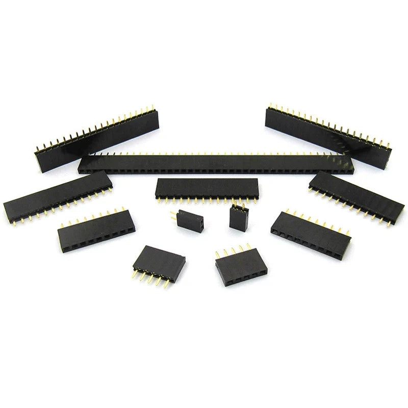 Lot Pitch 2 3 4 5 6 7 8 9 10 12 20 40 Pin Female Single Row Straight