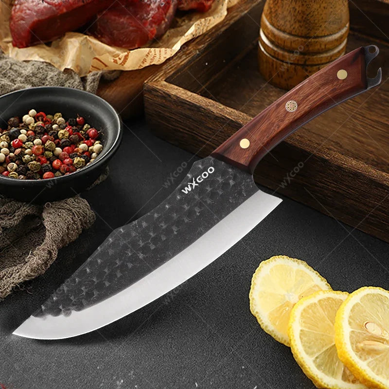 WXCOO High Carbon Forged Meat Cleaver & Chef Knife Set