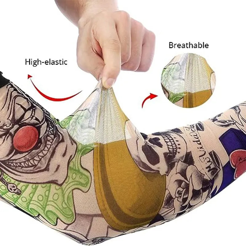 Tattood Sleeve Floral Arm Tattoo Seamless Outdoor Cycling Sun