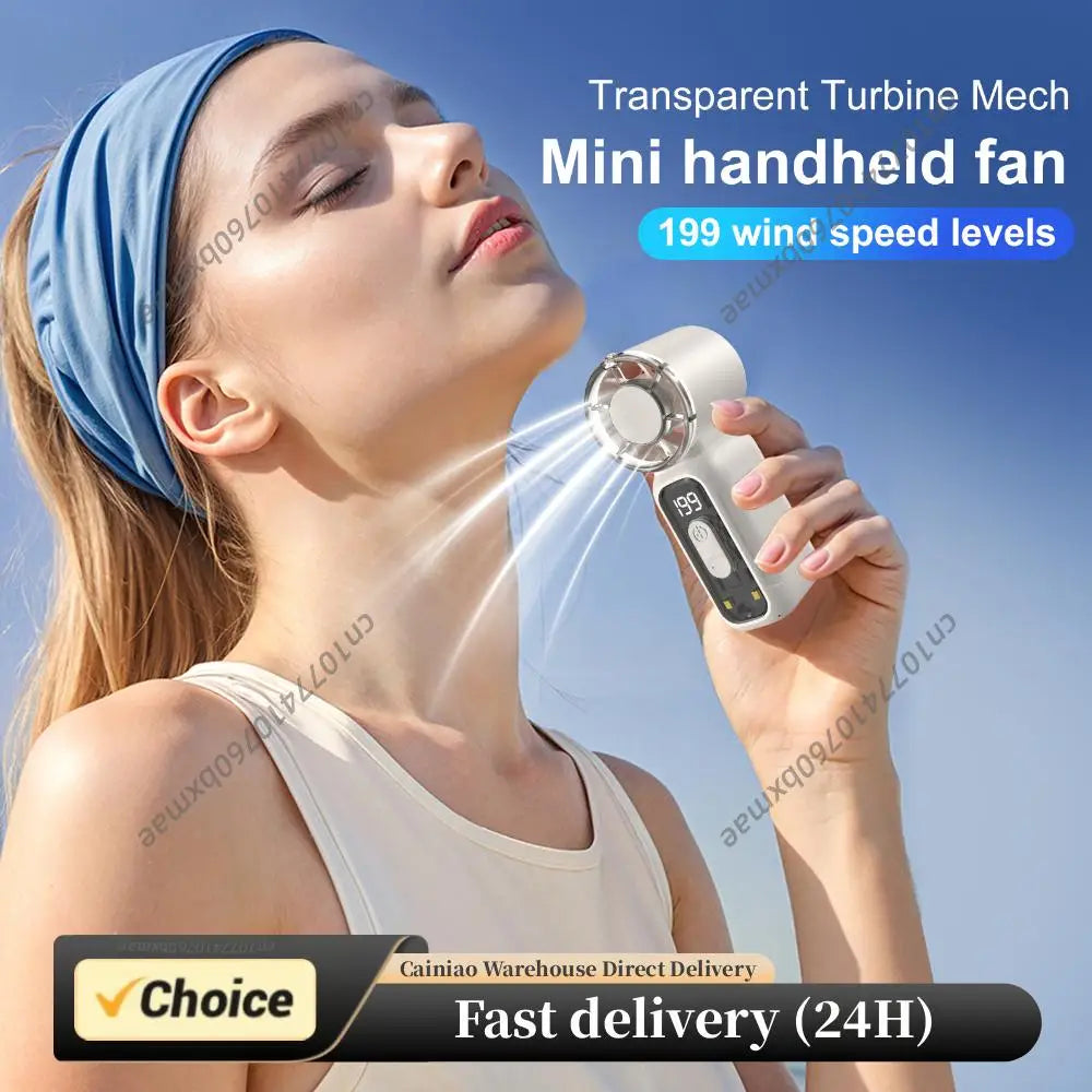 Portable Handheld Turbo Fan 199 Speed Rechargeable Personal Small