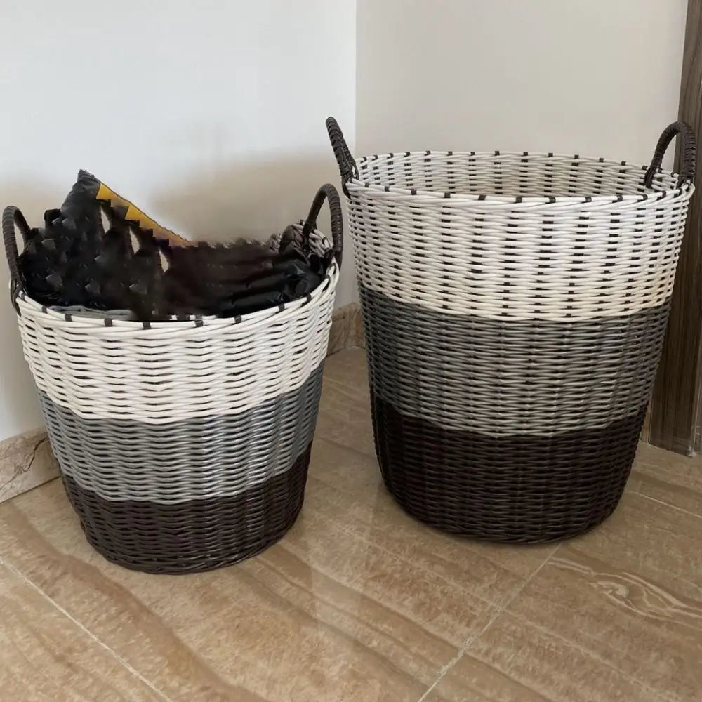 Foldable Rattan-Style Laundry Basket | Wicker Storage Basket