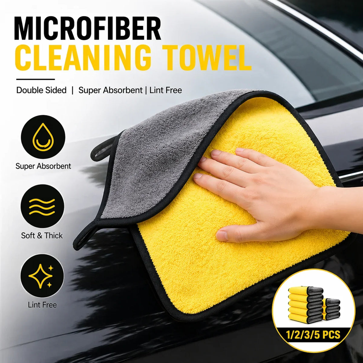 Microfiber Cleaning Towels – Quick-Dry Cloths for Car & Kitchen