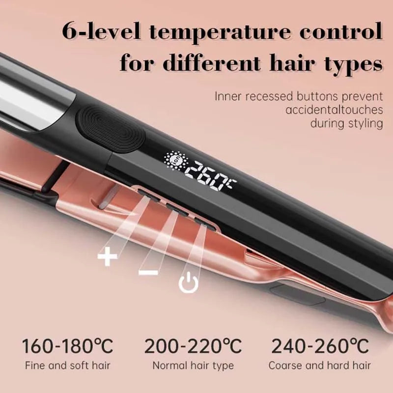 2-in-1 Vibrating Ceramic Hair Straightener & Curler Flat Iron