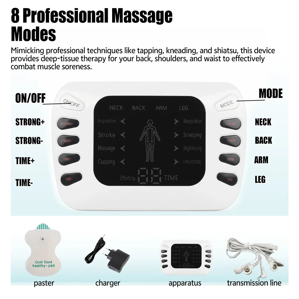 TENS EMS Muscle Stimulator | 8 Modes, 50 Levels, Dual Channel