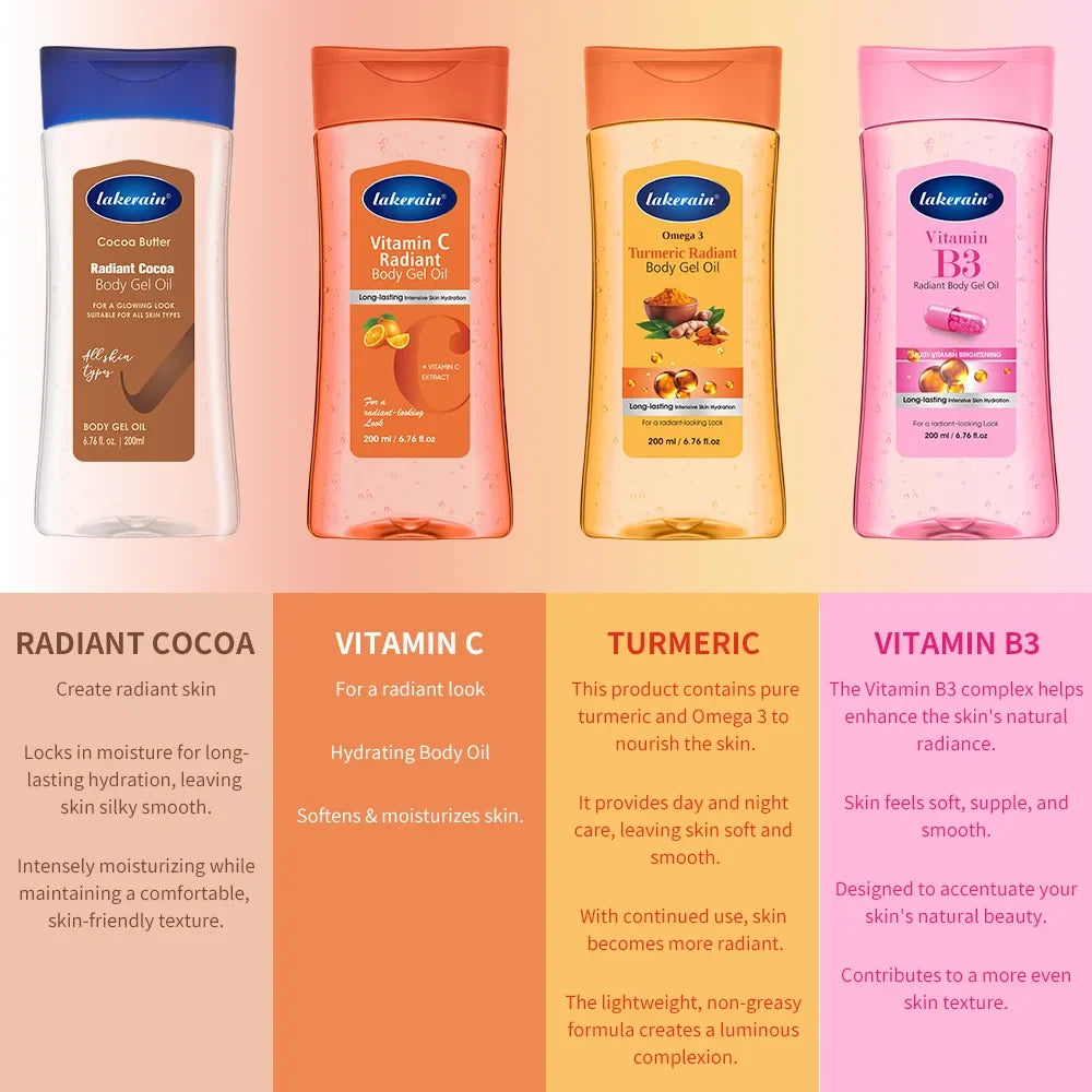 Turmeric Cocoa Body Gel Oil – Vitamin C & B3 Moisturizer