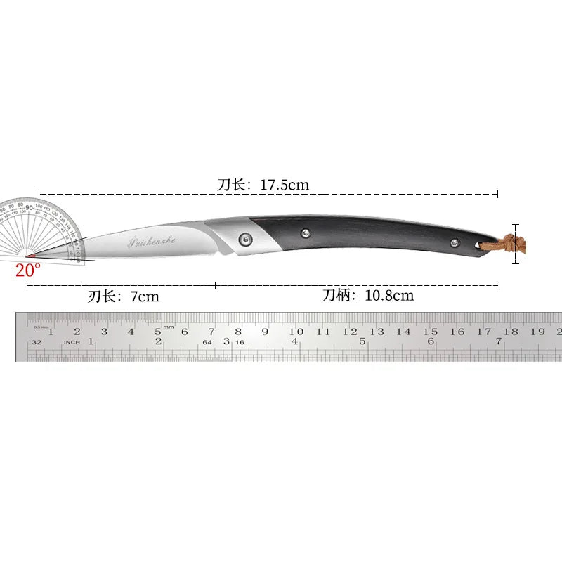 D2 Steel Folding Pocket Knife – Japanese Style Wood Handle