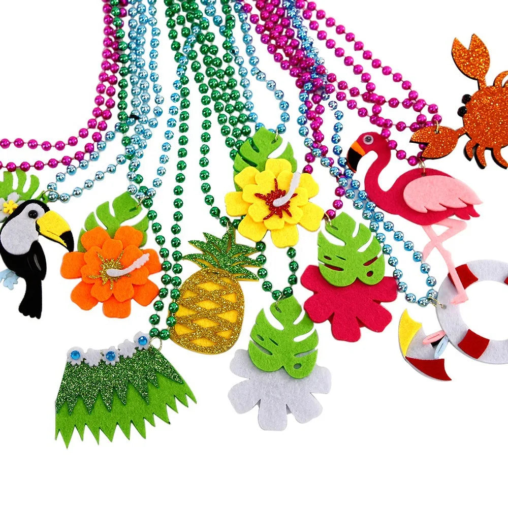 Summer Beach Party Necklace Tropical Charms Hawaiian Themed Mardi