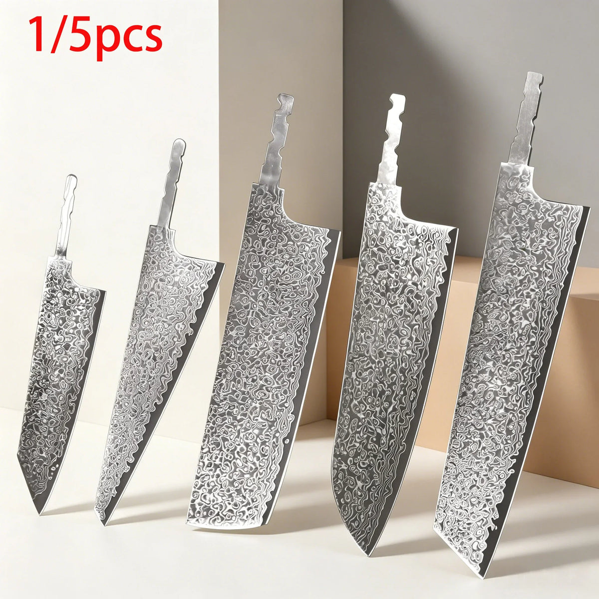 67-Layer Damascus Steel Chef Knife Blank – Hand Forged, No Handle