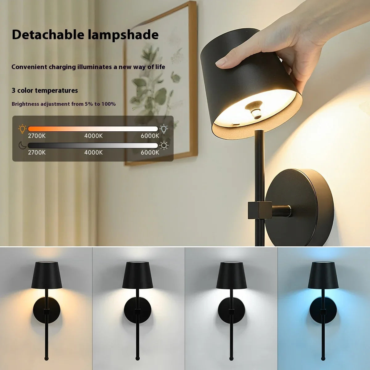 American-style No-wiring Bedroom Bedside Lamp Living Room Decoration