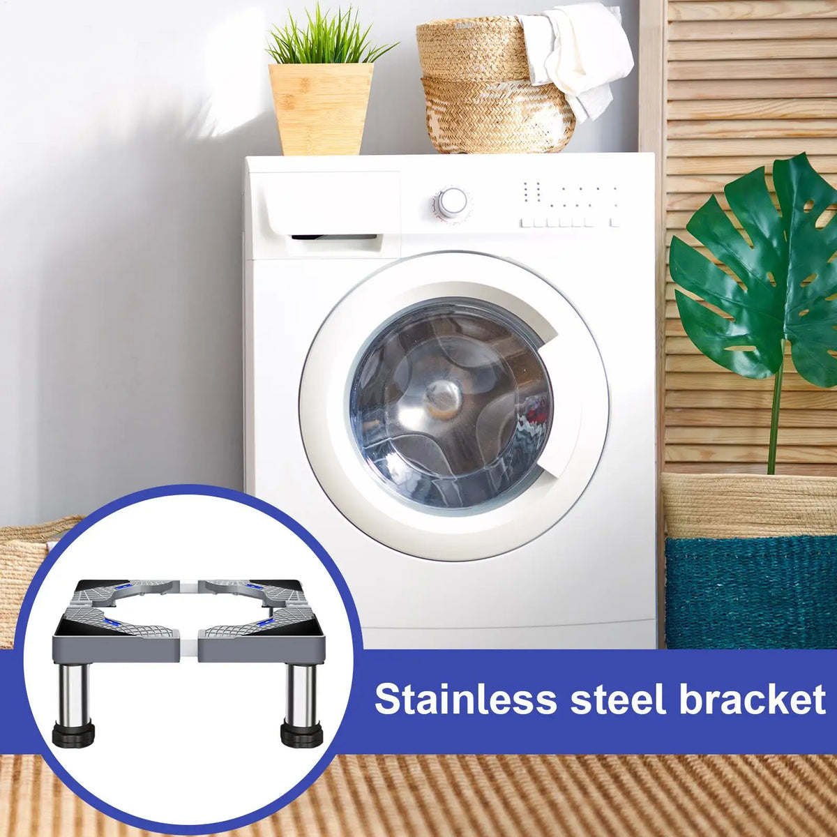 Stainless Steel Washing Machine & Dryer Pedestal Stand – 4 Feet