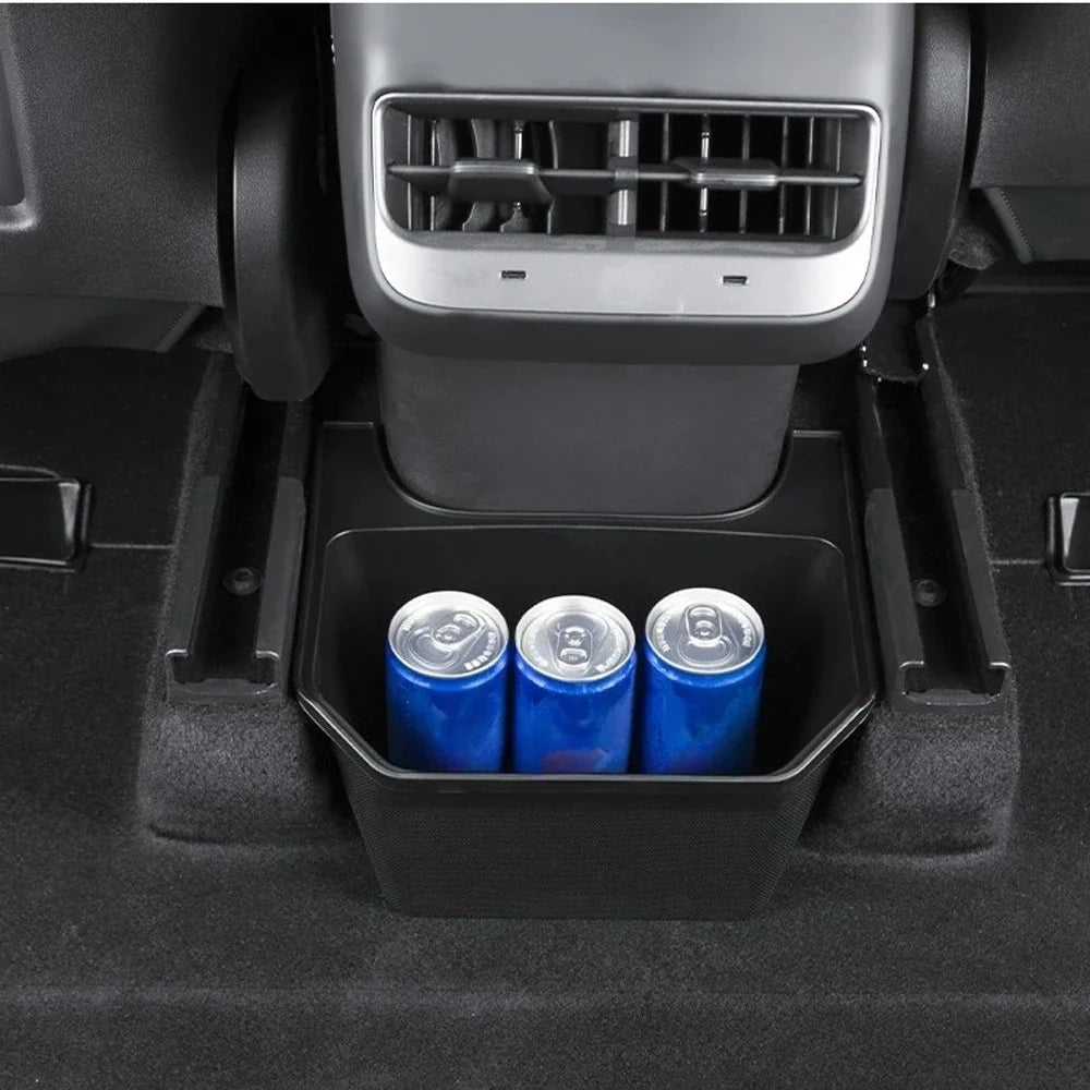 Tesla Model Y Rear Seat Storage Box Under Air Vent Case Trash Can