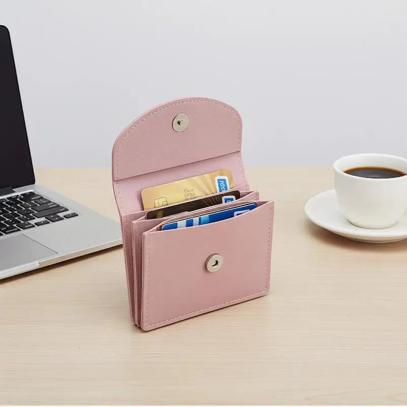 Women's Compact PU Leather Wallet – Card Holder & Coin Purse
