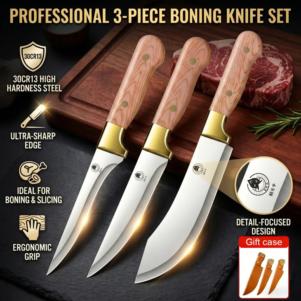 3-Piece Professional Kitchen Knife Set with Sheaths
