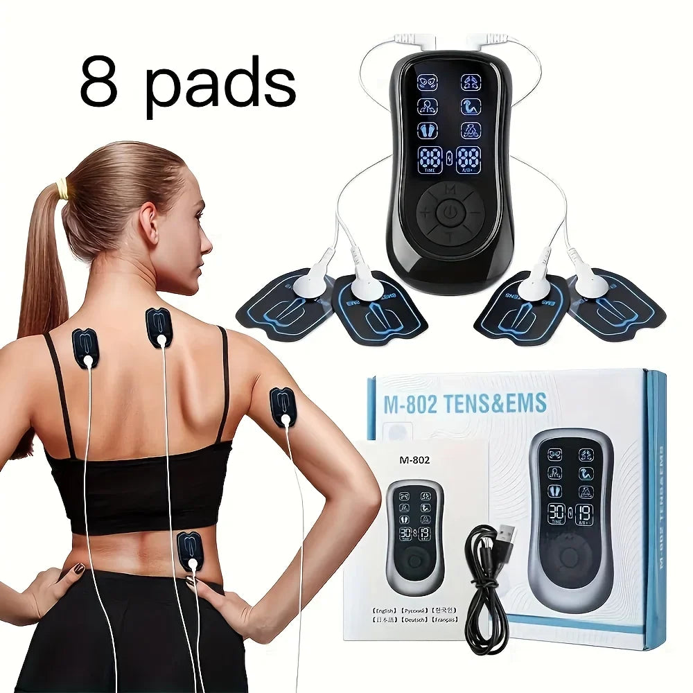USB Rechargeable TENS Massager – 8 Electrodes, Full-Body