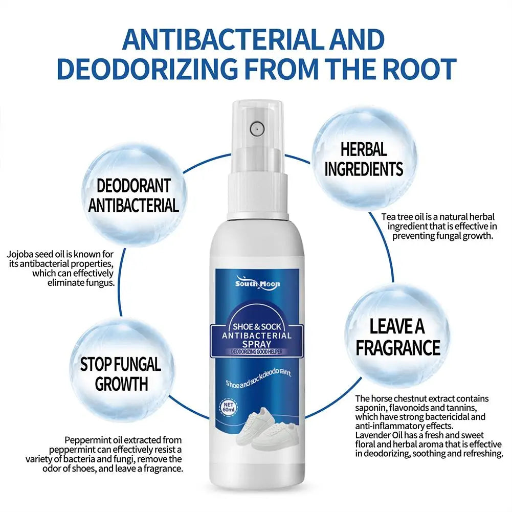Shoe & Foot Deodorizer Spray 60ml | Antibacterial Odor Eliminator