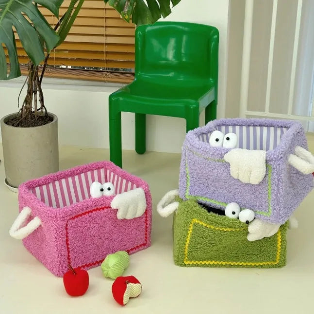 Plush Monster Storage Basket – Large Foldable Fabric Organizer
