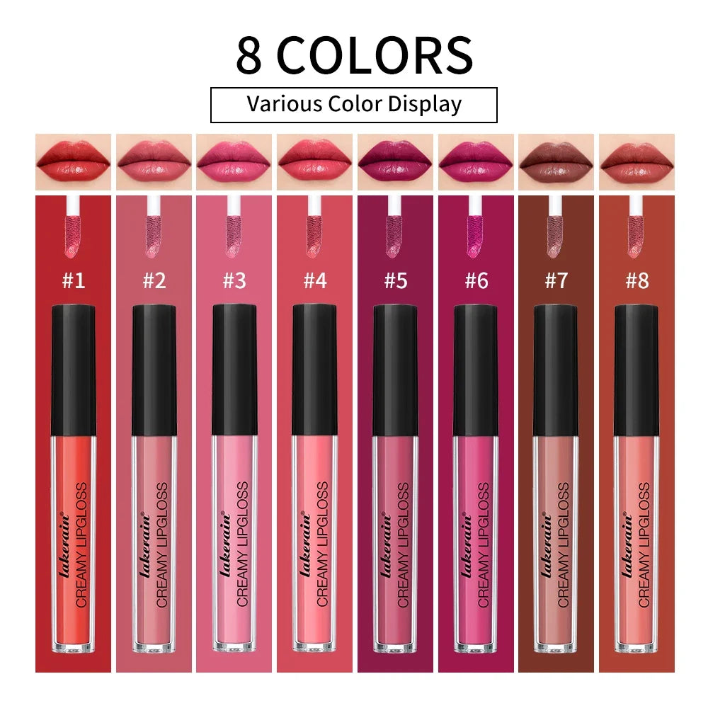 Waterproof Lip Gloss Set – 8 Shades, Vitamin E & Shea Butter