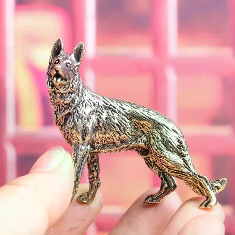 Vintage Copper Lucky Dog Miniature Figurines Desktop Small Brass
