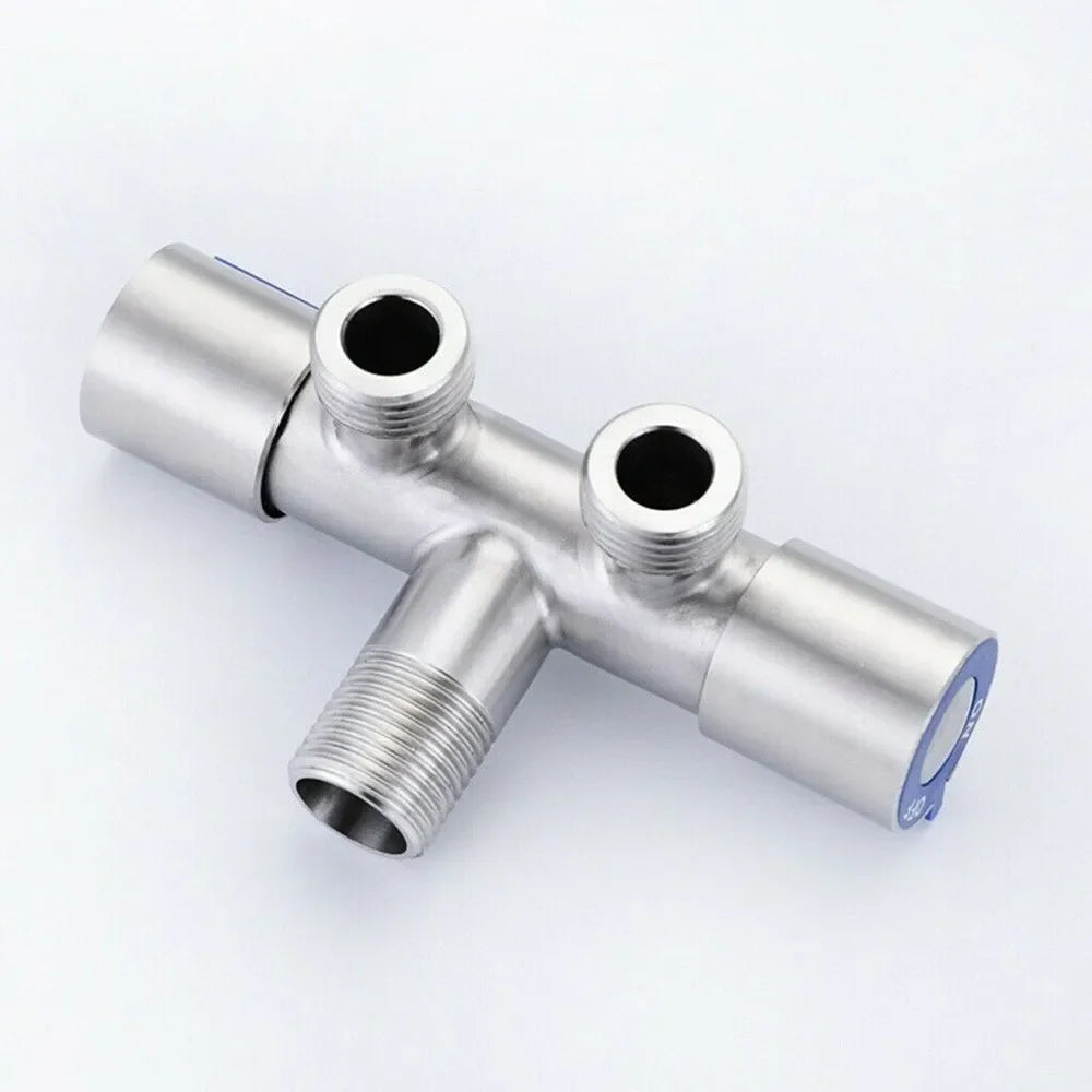 Double Handle Bathroom Faucet Lever Stainless Steel Cold Water