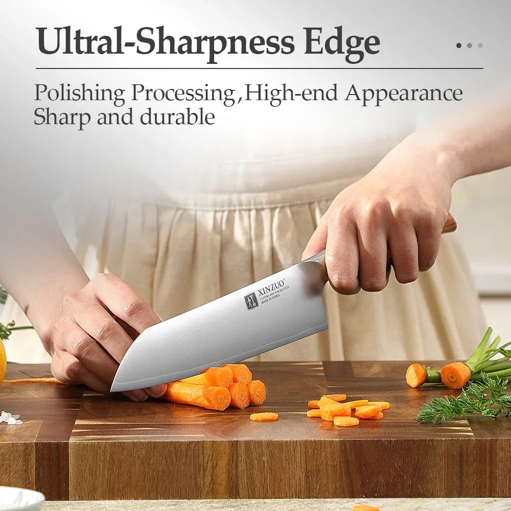 XINZUO 3-Piece Knife Set – Bunka Santoku Utility 440C Steel