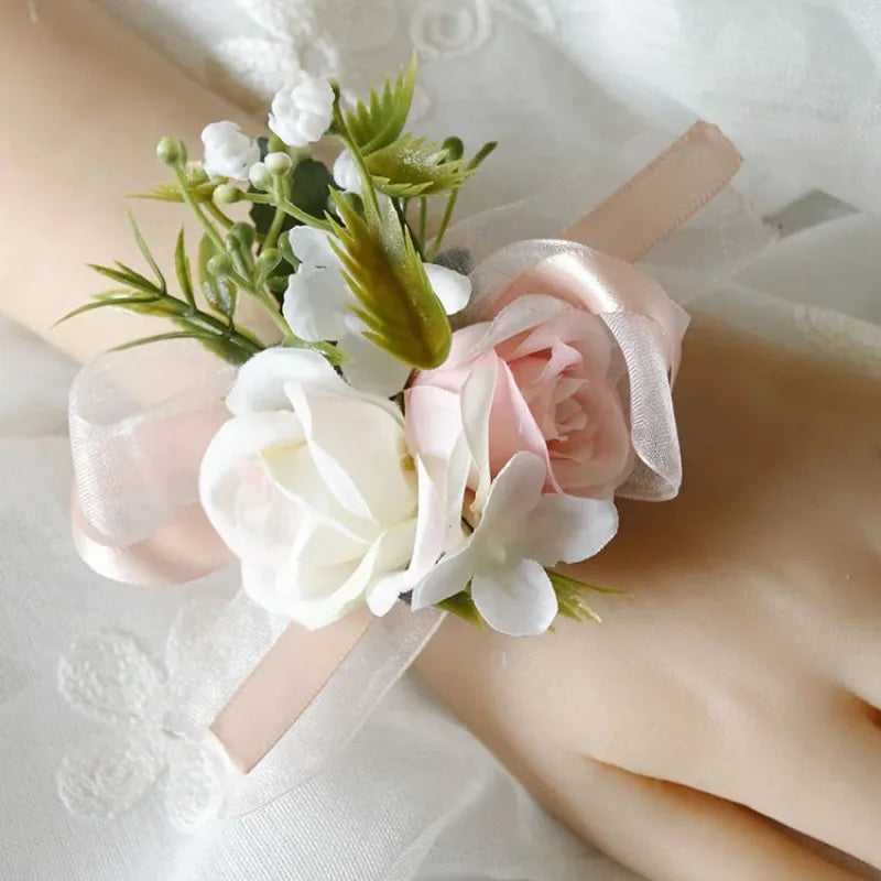 Meldel Corsage Men Wedding Rustic Boutonniere White Bridal Wrist
