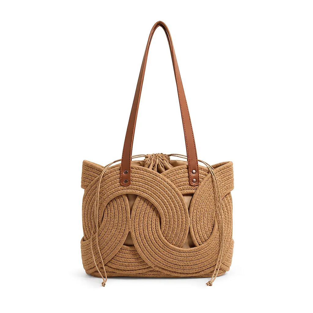 Woven Drawstring Shoulder Bag – Women's Vintage Tote Underarm Bag