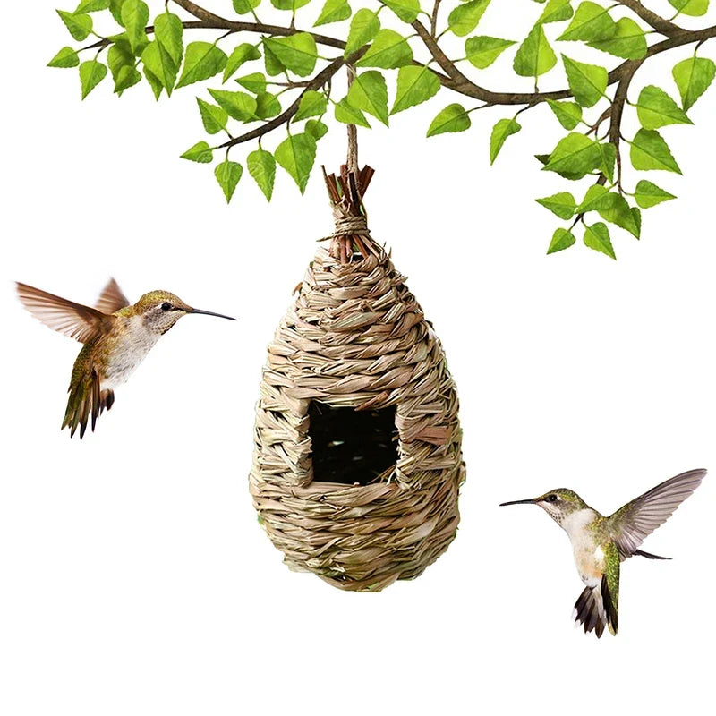 Handwoven Straw Bird Nest – Hanging Parrot Birdhouse Shelter
