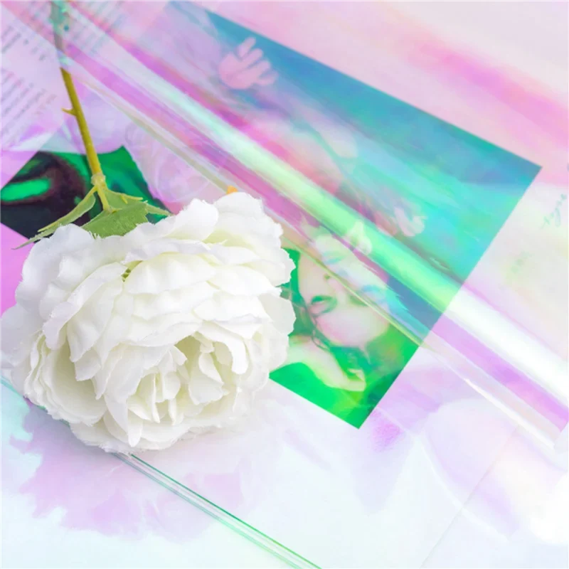 A36T-60 X Cellophane Wrap Paper Iridescent Film Rainbow Flower