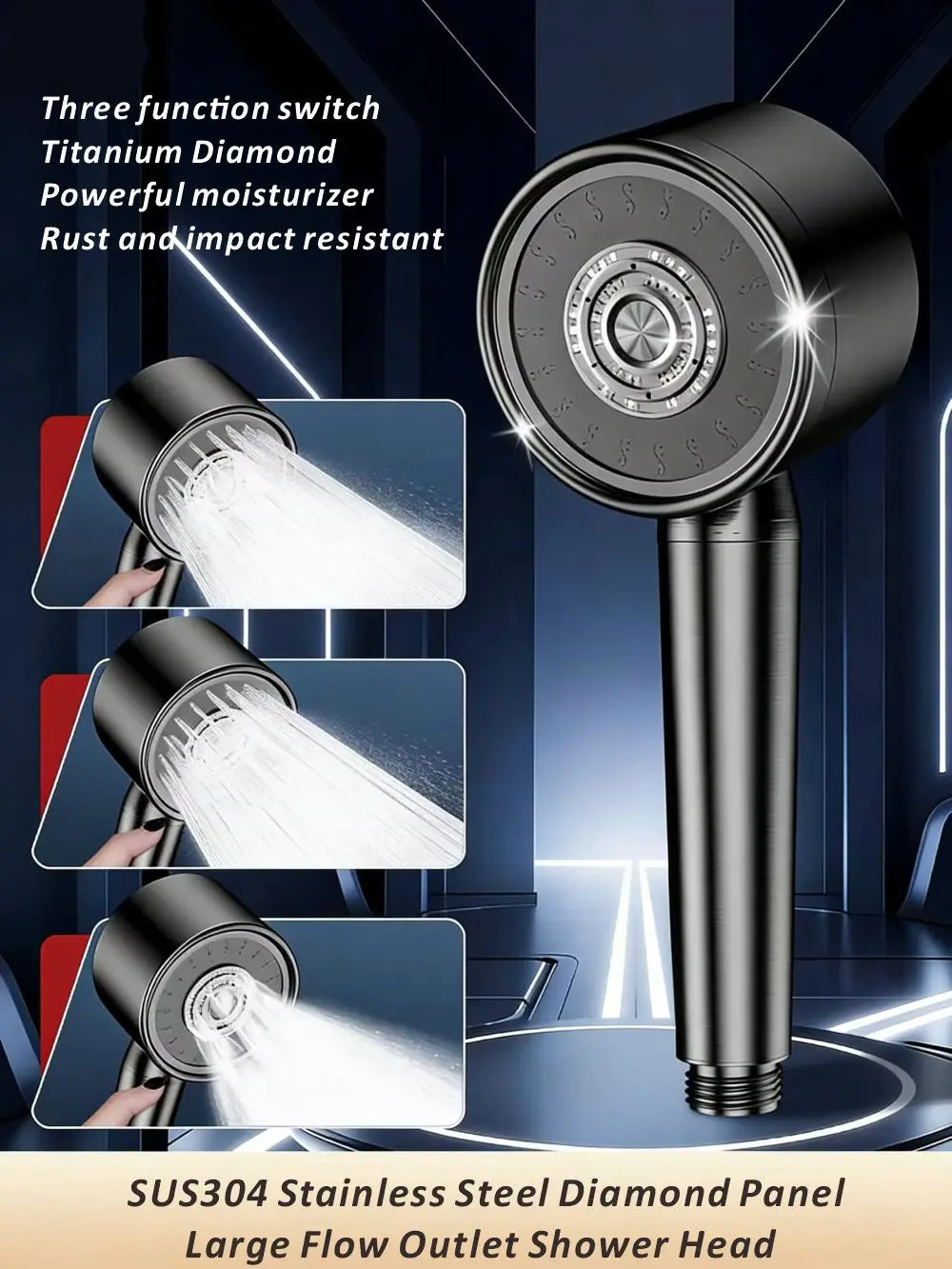 Diamond Panel Stainless Steel Rainfall Shower Head | High Pressure