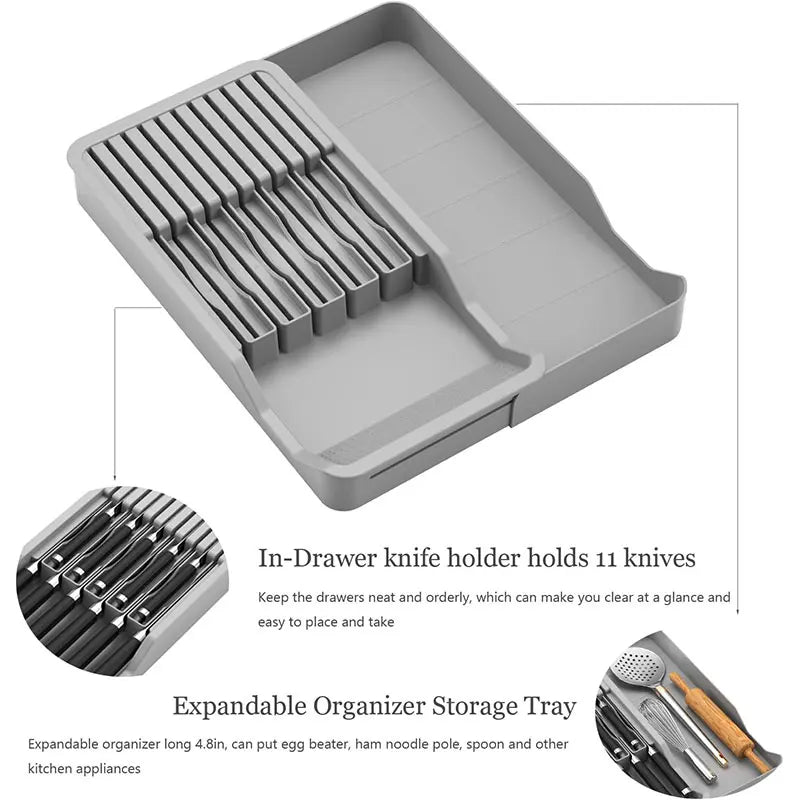 Expandable Knife Block Drawer Insert – Holds 11 Knives