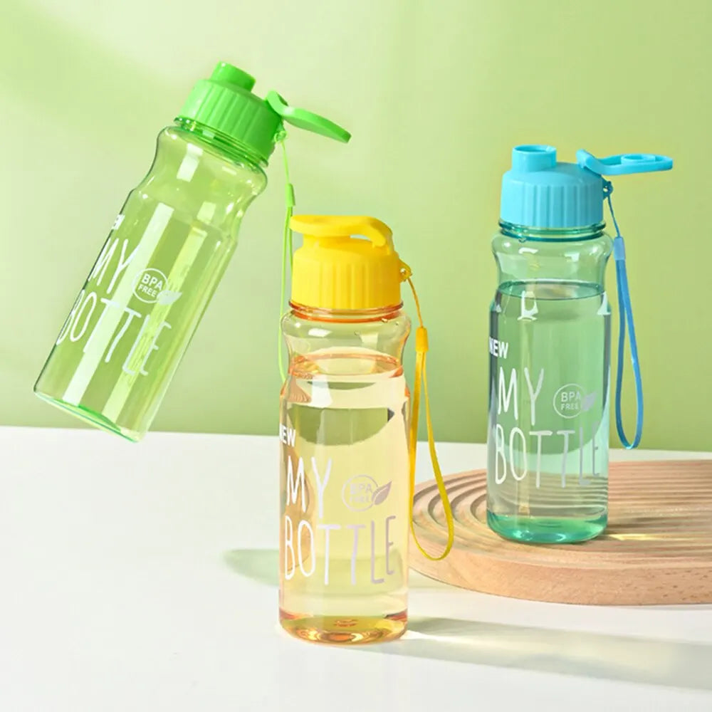 Plastic Water Bottle Portable Sports Cup Anti Drop Rope Outdoor