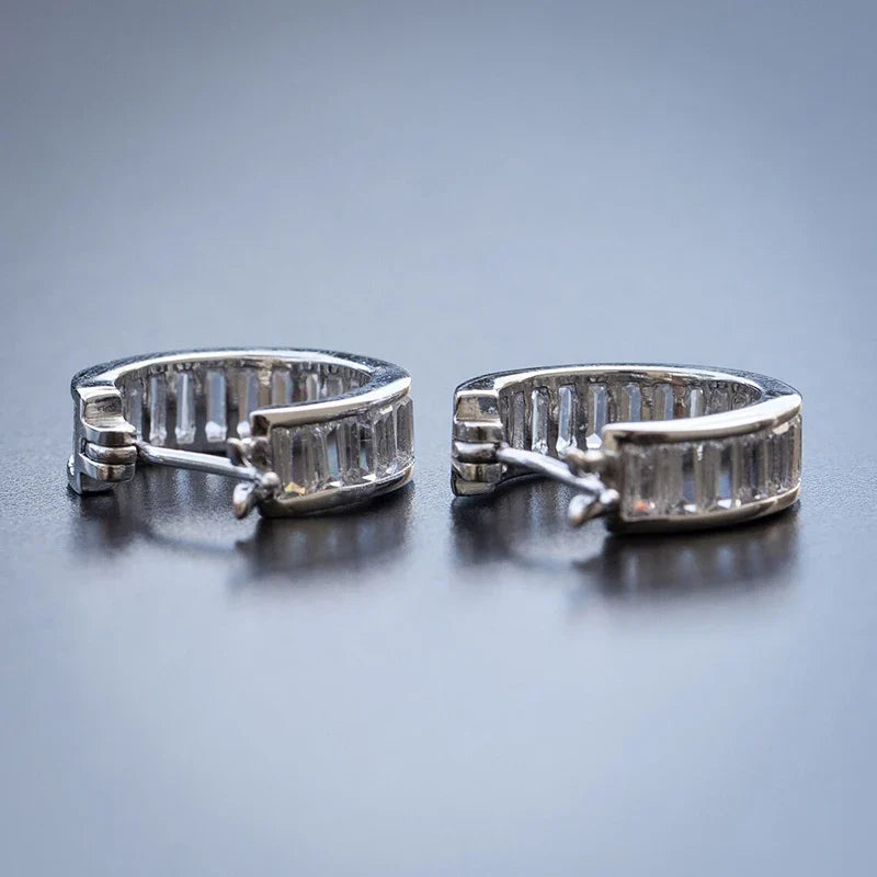 Huitan CZ Hoop Earrings – Silver & Gold Unisex Circle Hoops