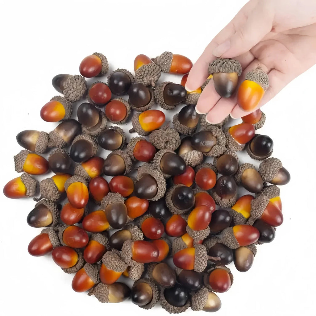 50 Pcs Faux Acorns – Autumn Vase Filler & Wreath Ornaments