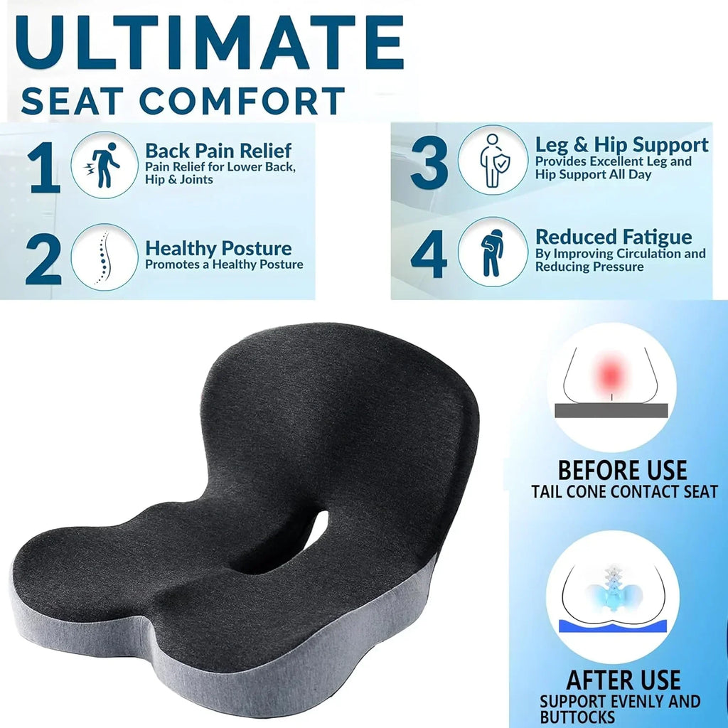 Memory Foam Lumbar Support Cushion – Office Chair & Car Seat
