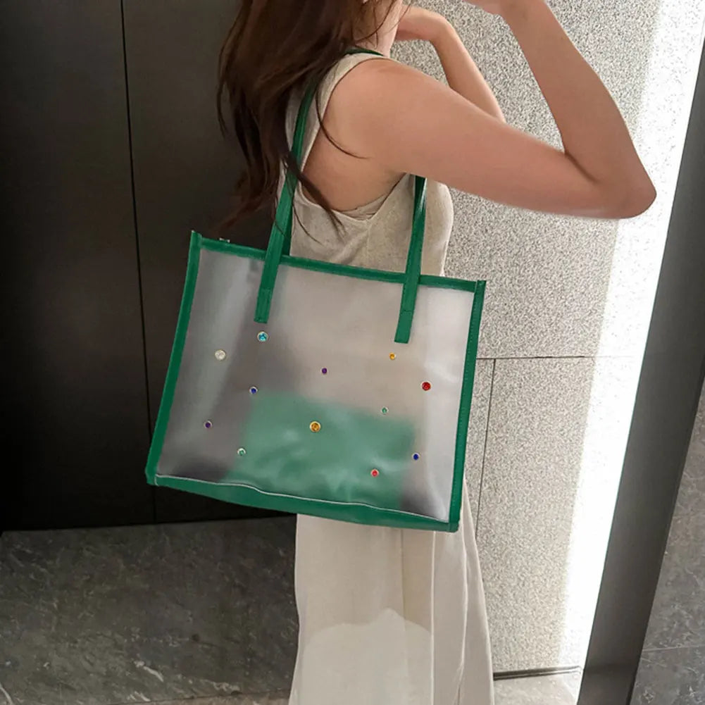 HOBBAGGO Clear Large Tote Bag – Waterproof PVC Beach Shoulder Bag