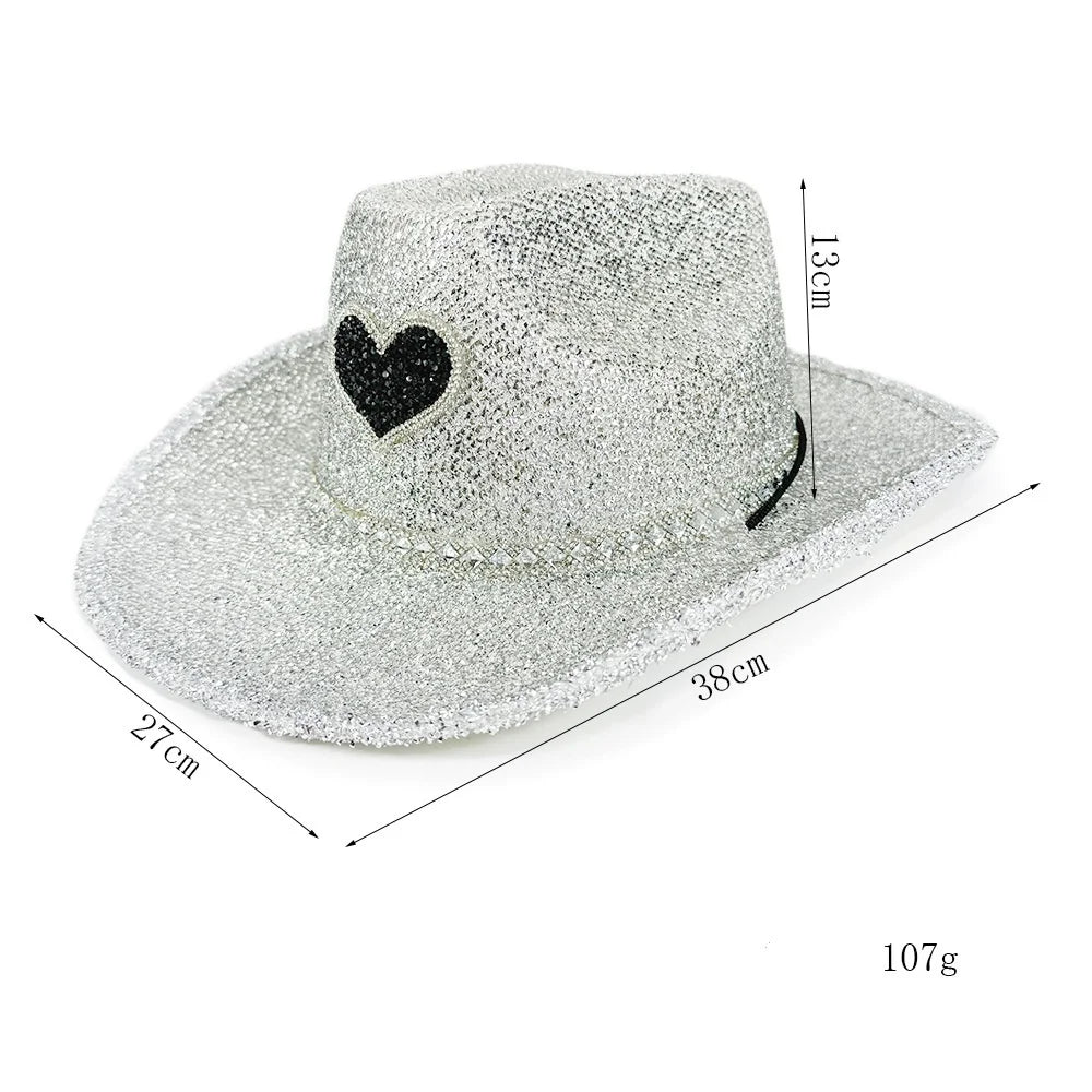 Women's Cowgirl Hat Stylish Rhinestone Design Sun Wide Brim Western