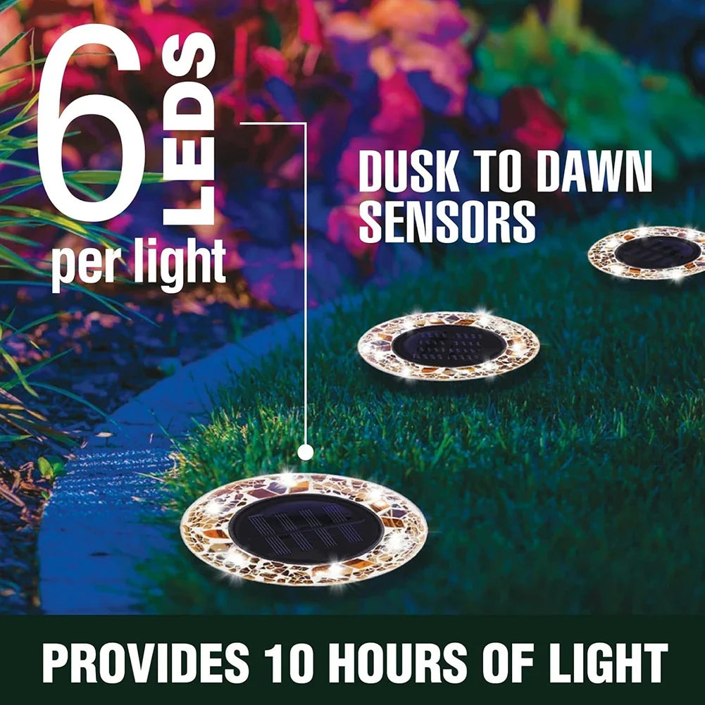 Solar Mosaic Disk Lights – LED In-Ground Garden Stake Lights 12pc