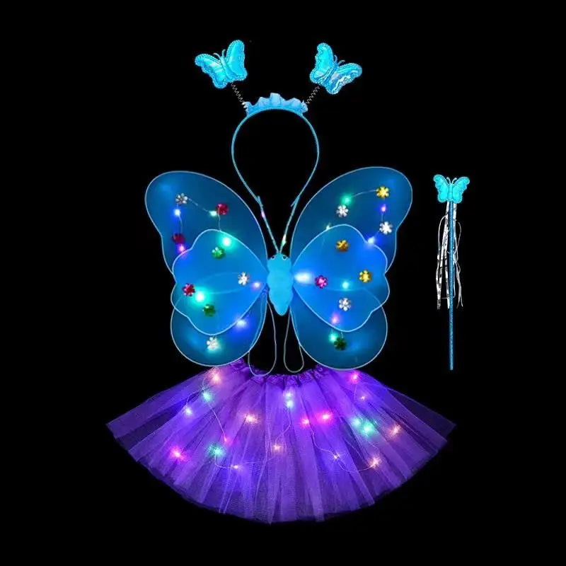 Luminous Wings Flashing Butterfly Skirt Lights Suit LED Children