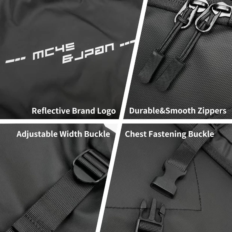 Waterproof Motorcycle Backpack | Helmet Storage, Reflective Strip
