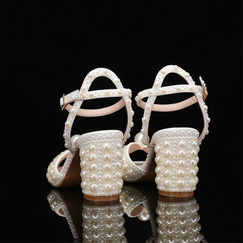 Women's Pearl High Heel Sandals – Luxury Wedding Bridal Shoes